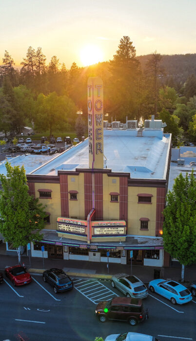 The Tower Theatre, Downtown Bend's iconic marquee.
