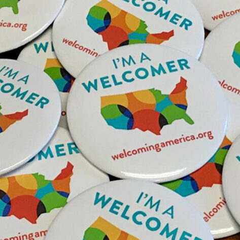 Buttons for Welcoming Week in Bend, Oregon.