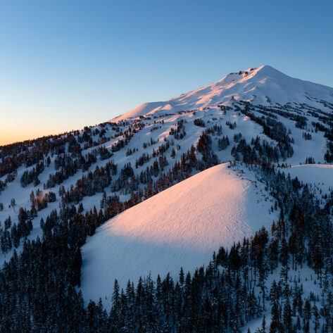 Aerial view of Mt. Bachelor ski area in Bend, Oregon.