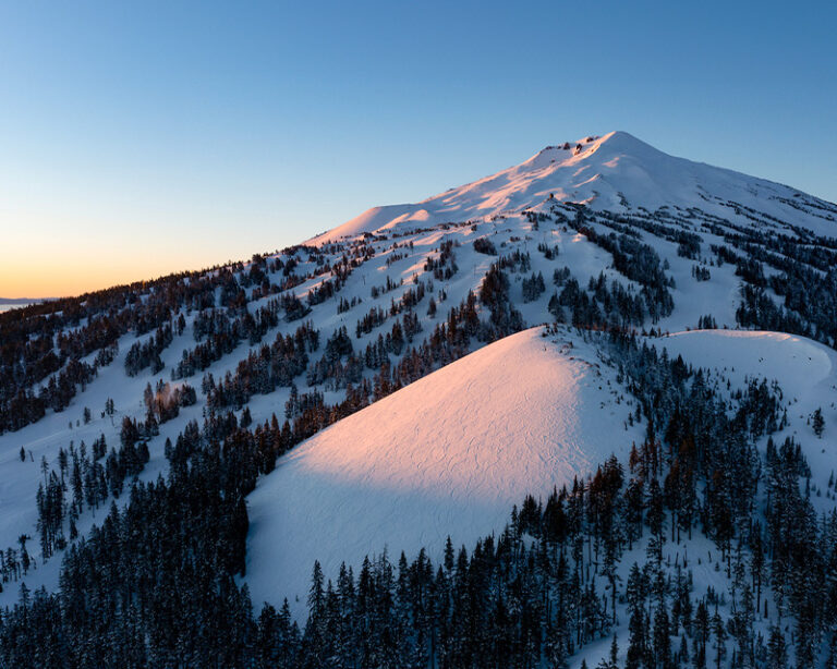 Aerial view of Mt. Bachelor ski area in Bend, Oregon.