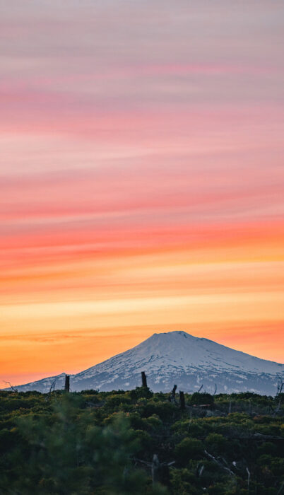 Sunset view of Mt. Bachelor from Swamp Wells