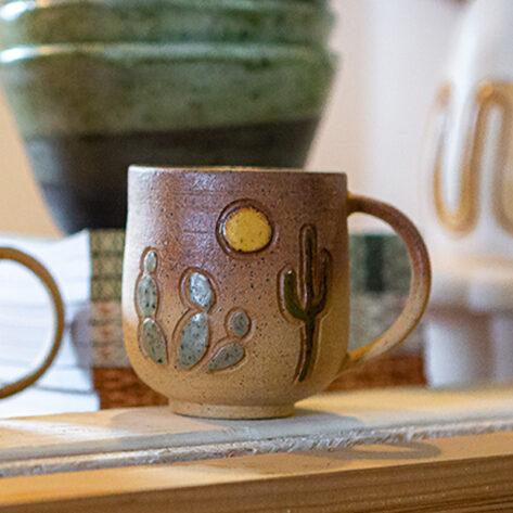 A handmade mug from Mud Lake Studios in bend, Oregon.