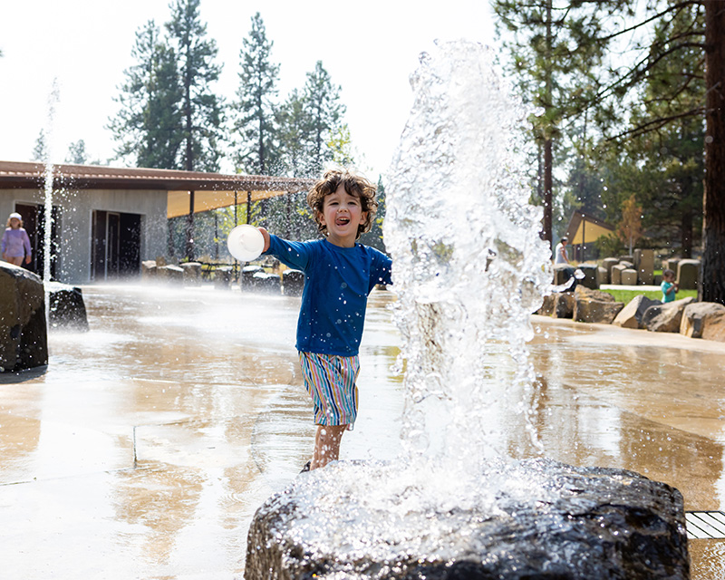 The splash pad at Alpenglow Park in Bend, OR