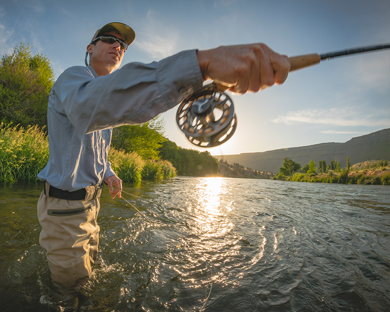 Fly fishing the Lower Deschutes River near Bend, OR