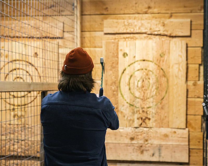 Axe throwing in Bend, Oregon. 