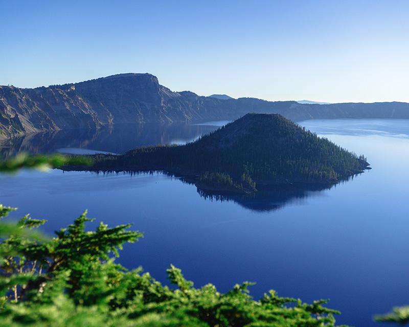 The blue water of Crater Lake.