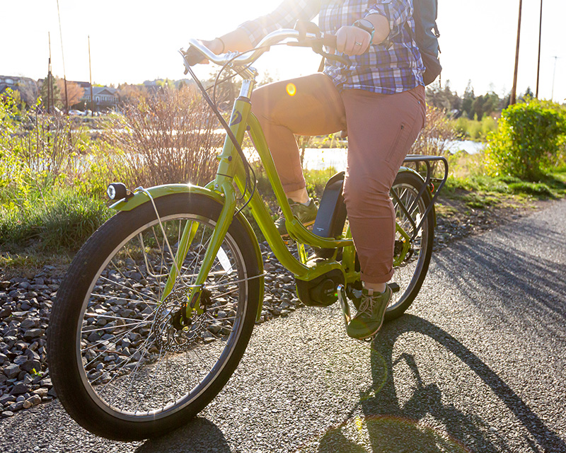 Riding an e-bike in Bend, OR