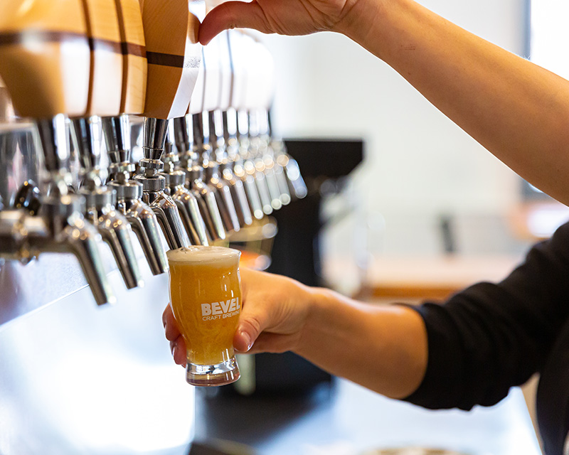 Beer on tap at Bevel Brewing in Bend, OR