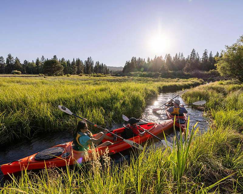 Kayaking at the Slough day use area of the Deschutes River near Bend