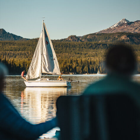 A sailboat on Elk Lake near Bend, OR