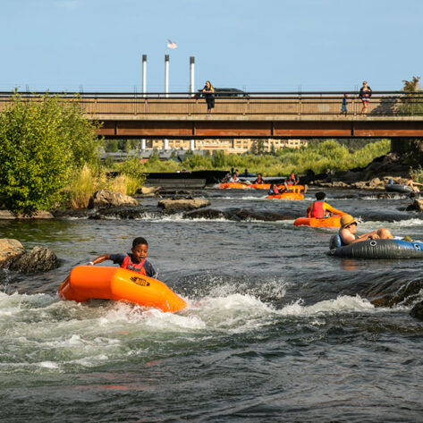 Floating the Deschutes whitewater park in Bend, OR