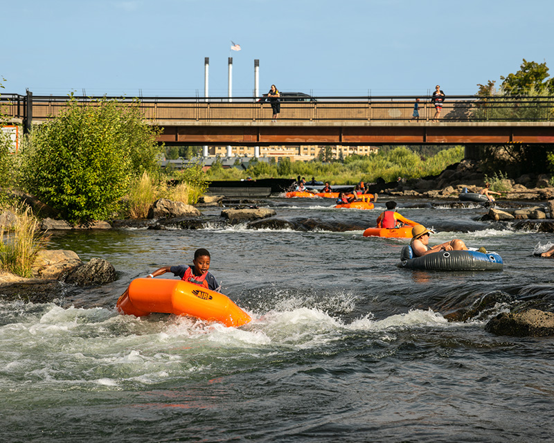 Floating the Deschutes whitewater park in Bend, OR