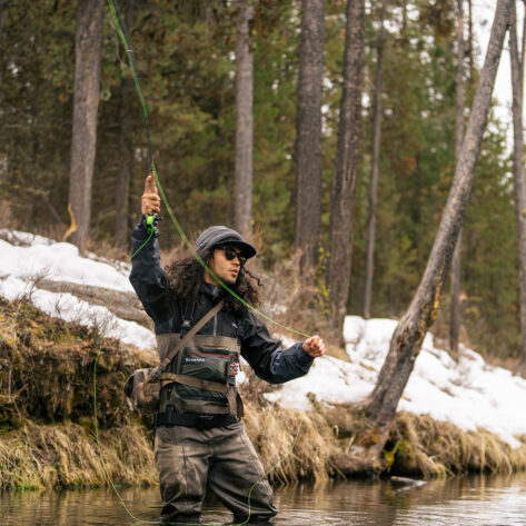 Fly fishing in the winter near Bend, OR