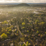 Aerial view of Pilot Butte in Bend, Oregon