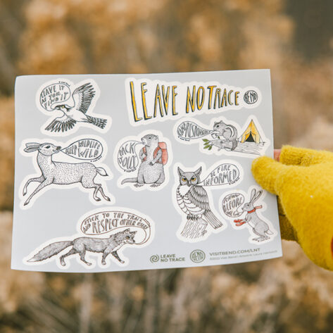 Leave No Trace sticker sheet only available at the Bend Visitor Center.
