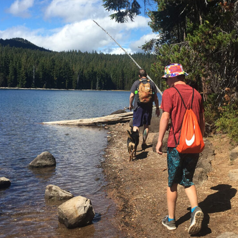 Blogger Tawna's family hikes around Lucky Lake. 