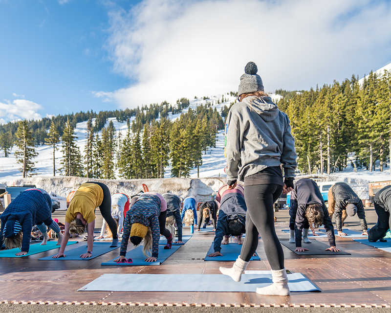 Everything is better outside, like outdoor yoga at Mt. Bachelor.