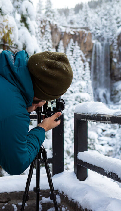 Photographing Tumalo Falls in the winter