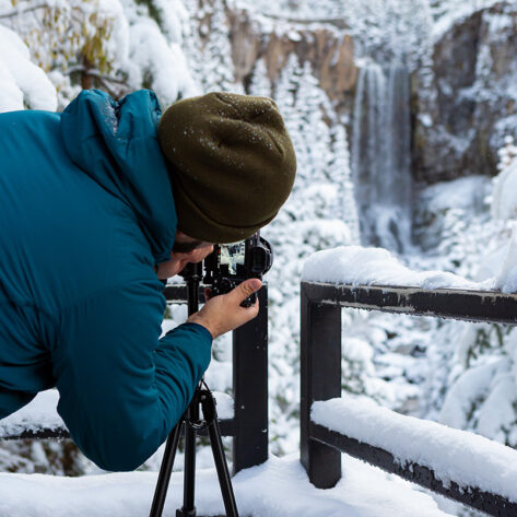 Photographing Tumalo Falls in the winter