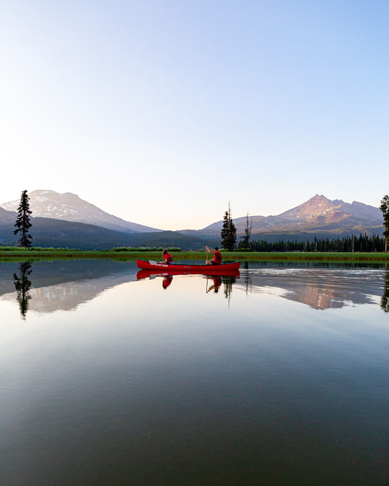 Canoeing on Sparks Lake near Bend, OR