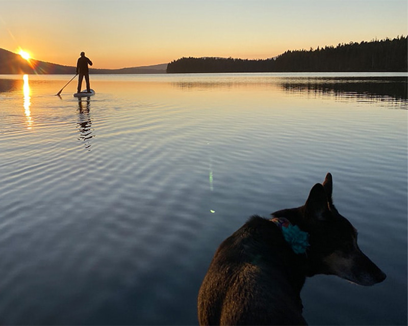 Blogger Tawna enjoys one last sunset on her standup paddle board for the season.