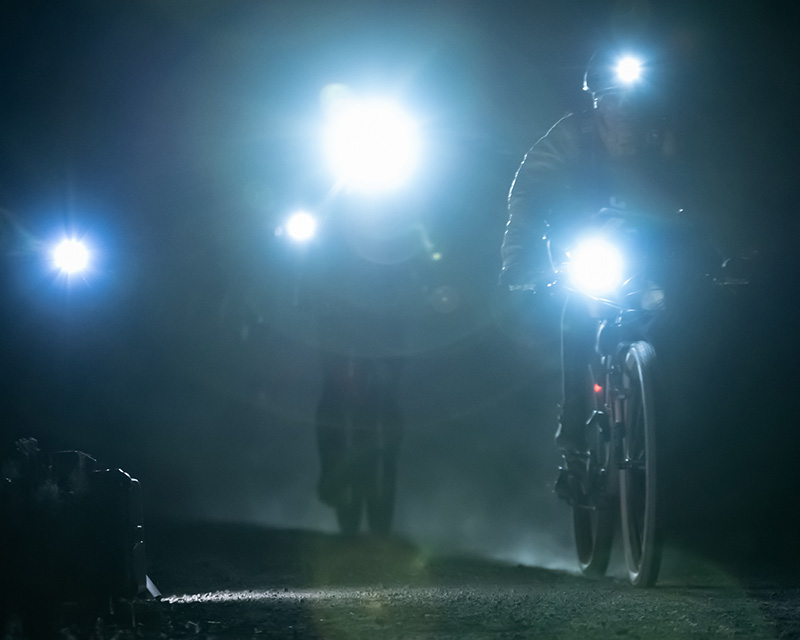Cycling at night as part of an adventure race near Bend, OR