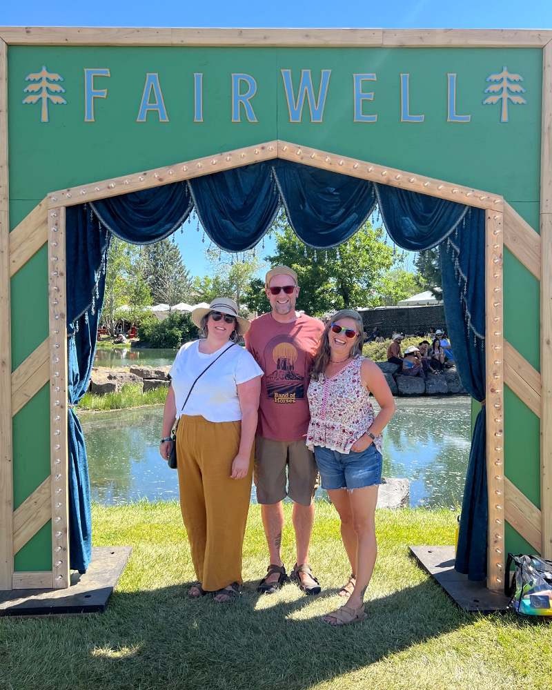 Blogger Tawna with family and friends at FairWell Festival in 2023. 