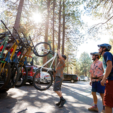 Loading the bikes for a tour with Cog Wild in Bend, OR